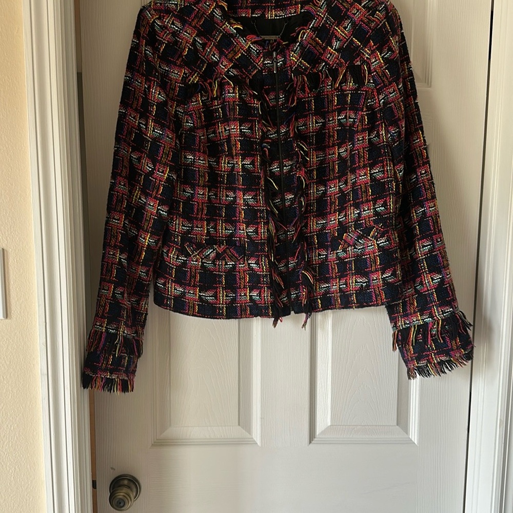 Trina Turk Black and Red Quilted Blazer